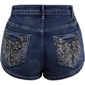 imageSOLY HUX Womens Y2k Sparkly Jeans Skinny Mini Denim Shorts Music Festival Rave OutfitsMedium Wash