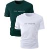 imageSOLY HUX Mens 2 Piece T Shirt Letter Print Short Sleeve Tee Crew Neck Casual Summer TopsGreen and White