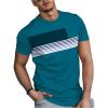 imageSOLY HUX Mens Color Block Striped Tops Short Sleeve TShirt Classic Athletic Tee ShirtsTeal Blue Multi