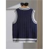 image:imageSOLY HUX Boys Cable Knit Sweater Vest Striped Trim V Neck Sleeveless Casual Fall TopsDark Blue