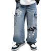 image:imageSOLY HUX Boys Graphic Printed Cargo Jeans Streetwear Baggy Straight Denim Pants with PocketMedium Wash