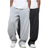 image:imageSOLY HUX Boys Sweatpants Elastic Waist Baggy Straight Leg Casual Sporty Pants with Pocket 2 PacksLight Grey and Black