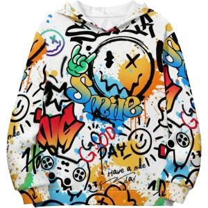 image:imageSOLY HUX Boys Graphic Hoodie Cartoon Print Long Sleeve Hooded Sweatshirt Loose Pullover TopsMulticolor Graphic