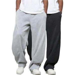 image:imageSOLY HUX Boys Sweatpants Elastic Waist Baggy Straight Leg Casual Sporty Pants with Pocket 2 PacksLight Grey and Black