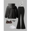 image:imageSOLY HUX Girls Sweatsuit Set 2 Piece Long Sleeve Hoodie Sweatshirt and Flared Pants Outfit Fall ClothesGrey and Black
