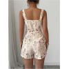 image:imageSOLY HUX Womens Boho Print Wide Leg Short Jumpsuits Summer Square Neck Belted Vacation RomperApricot Floral