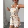 image:imageSOLY HUX Womens Boho Print Wide Leg Short Jumpsuits Summer Square Neck Belted Vacation RomperApricot Floral