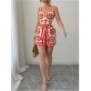image:imageSOLY HUX Womens Boho Print Wide Leg Short Jumpsuits Summer Square Neck Belted Vacation RomperOrange Floral