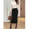 image:imageSOLY HUX Womens Knit Skirt Elastic High Waisted Pencil Long Skirts Fall Winter ClothesPure Black