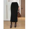 image:imageSOLY HUX Womens Knit Skirt Elastic High Waisted Pencil Long Skirts Fall Winter ClothesPure Black