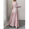 image:imageSOLY HUX Womens Maxi Skirt Set 2 Piece Outfits Long Sleeve Button Up Top and Flowy Skirts Fall ClothesPure Pink
