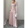 image:imageSOLY HUX Womens Maxi Skirt Set 2 Piece Outfits Long Sleeve Button Up Top and Flowy Skirts Fall ClothesPure Pink