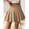 image:imageSOLY HUX Womens Pleated Mini Skirt High Waisted A Line Skirts with Shorts UnderneathPlain Khaki