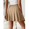 image:imageSOLY HUX Womens Pleated Mini Skirt High Waisted A Line Skirts with Shorts UnderneathPlain Khaki