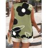 image:imageSOLY HUX Womens Plus Size 2 Piece Outfits Floral Print Notch V Neck Tank Top and Shorts SetDark Green Floral