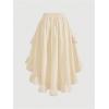 image:imageSOLY HUX Womens Plus Size Ruffle Midi Skirt Elastic Waist High Low Asymmetrical Hem Summer SkirtsPlain Apricot