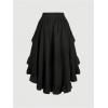 image:imageSOLY HUX Womens Plus Size Ruffle Midi Skirt Elastic Waist High Low Asymmetrical Hem Summer SkirtsSolid Black