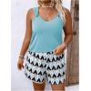 image:imageSOLY HUX Womens Plus Size Summer Vacation Outfits Sleeveless Tank Top and Printed Shorts 2 Piece SetLight Blue Multi