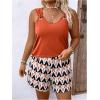image:imageSOLY HUX Womens Plus Size Summer Vacation Outfits Sleeveless Tank Top and Printed Shorts 2 Piece SetOrange Multi