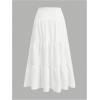 image:imageSOLY HUX Womens Ruffle Skirt Shirred Elastic Waist A Line Flowy Going Out Casual Vacation Long SkirtsPure White