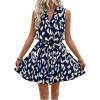 image:imageSOLY HUX Womens Summer Dress Printed Sleeveless V Neck Wrap A Line Flowy Belted Vacation Short DressesDark Blue Printed