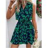 image:imageSOLY HUX Womens Summer Dress Printed Sleeveless V Neck Wrap A Line Flowy Belted Vacation Short DressesGreen Printed