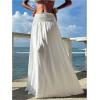 image:imageSOLY HUX Womens Summer Maxi Skirts High Waisted Shirred Swing Flowy Boho Vacation SkirtPlain White