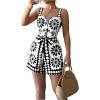 image:imageSOLY HUX Womens Boho Print Wide Leg Short Jumpsuits Summer Square Neck Belted Vacation RomperBlack Floral