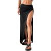 image:imageSOLY HUX Womens Lace Maxi Skirt Y2k Low Rise Ruched Split Bodycon Long Skirts Party ClubwearPlain Black