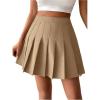 image:imageSOLY HUX Womens Pleated Mini Skirt High Waisted A Line Skirts with Shorts UnderneathPlain Khaki