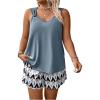 image:imageSOLY HUX Womens Plus Size Summer Vacation Outfits Sleeveless Tank Top and Printed Shorts 2 Piece SetBlue Multi