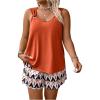 image:imageSOLY HUX Womens Plus Size Summer Vacation Outfits Sleeveless Tank Top and Printed Shorts 2 Piece SetOrange Multi