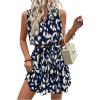 image:imageSOLY HUX Womens Summer Dress Printed Sleeveless V Neck Wrap A Line Flowy Belted Vacation Short DressesDark Blue Printed