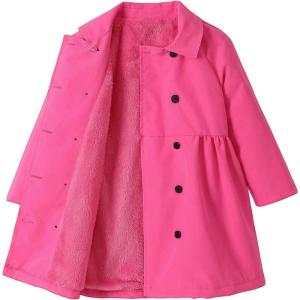 image:imageSOLY HUX Toddler Girls Double Breasted Long Sleeve Trench Coat Teddy Lined Outerwear Winter Pea CoatsHot Pink