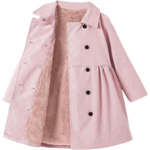 image:imageSOLY HUX Toddler Girls Double Breasted Long Sleeve Trench Coat Teddy Lined Outerwear Winter Pea CoatsSolid Pink