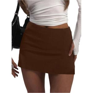 image:imageSOLY HUX Womens Mini Skirt Y2k Low Rise A Line Casual Summer SkirtsPlain Chocolate Brown