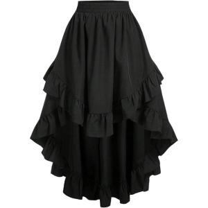image:imageSOLY HUX Womens Plus Size Ruffle Midi Skirt Elastic Waist High Low Asymmetrical Hem Summer SkirtsSolid Black