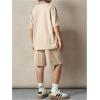 image:imageSOLY HUX Boys Clothing Set Two Piece Outfits Short Sleeve Top and Shorts Tracksuit Summer ClothesBeige Grey Multi
