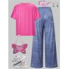 image:imageSOLY HUX Girls Clothing Set 2 Piece Bow Graphic T Shirts Wide Leg Pants Summer Outfit Preppy ClothesPink and Blue