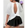 image:imageSOLY HUX Girls Open Back Workout Tops Short Sleeve Crew Neck Running Sports T Shirts Summer ClothesPlain White