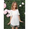image:imageSOLY HUX Girls Short Sleeve Swimsuit Coverups Fringe Trim Swim Cover Up Beach Dress BeachwearPlain White