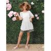 image:imageSOLY HUX Girls Short Sleeve Swimsuit Coverups Fringe Trim Swim Cover Up Beach Dress BeachwearPlain White