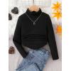 image:imageSOLY HUX Toddler Girls T Shirt Turtleneck Long Sleeve Ruched Tee Slim Fit Casual TopsPure Black