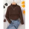 image:imageSOLY HUX Toddler Girls T Shirt Turtleneck Long Sleeve Ruched Tee Slim Fit Casual TopsPure Brown