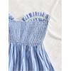 image:imageSOLY HUX Womens 2 Piece Outfits Striped Tie Knot Front Peplum Ruffle Tube Tops and Shorts Summer Vacation SetBlue and White Striped