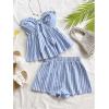 image:imageSOLY HUX Womens 2 Piece Outfits Striped Tie Knot Front Peplum Ruffle Tube Tops and Shorts Summer Vacation SetBlue and White Striped