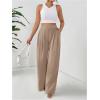 image:imageSOLY HUX Womens Elegant Dress Pants Elastic Waist Wide Leg Office Work Casual TrousersPlain Apricot