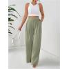 image:imageSOLY HUX Womens Elegant Dress Pants Elastic Waist Wide Leg Office Work Casual TrousersPlain Green