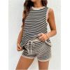 image:imageSOLY HUX Womens Maternity 2 Piece Outfits Striped Knit Tank Tops and Shorts Pregnancy Loungewear Mama ClothesMulticoloured Striped