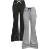 image:imageSOLY HUX Girls 2 Piece Flare Pants Bow Letter Graphic Elastic Waist Bell Bottom Sports Yoga PantsBlack and Grey